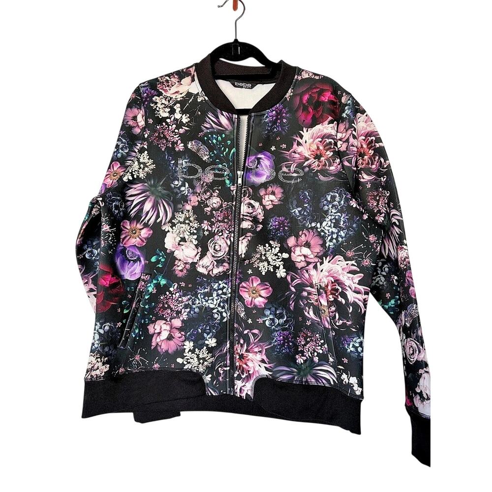 bebe sport Floral Scuba Bomber Zip Up Jacket Like new